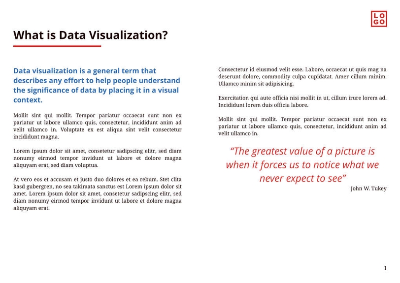 Free booklet data visualization template
