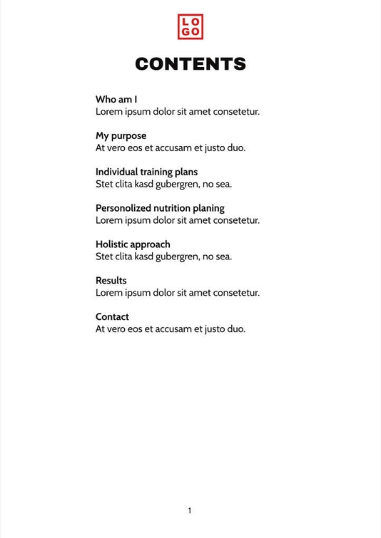 Free booklet fitness template