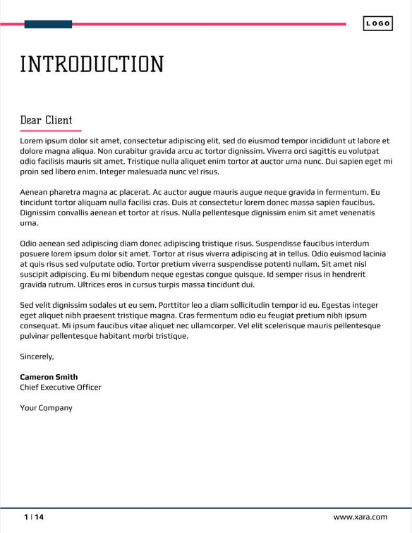 Free proposal data analytics template