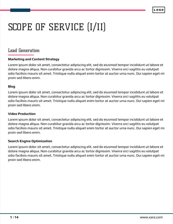 Free proposal data analytics template