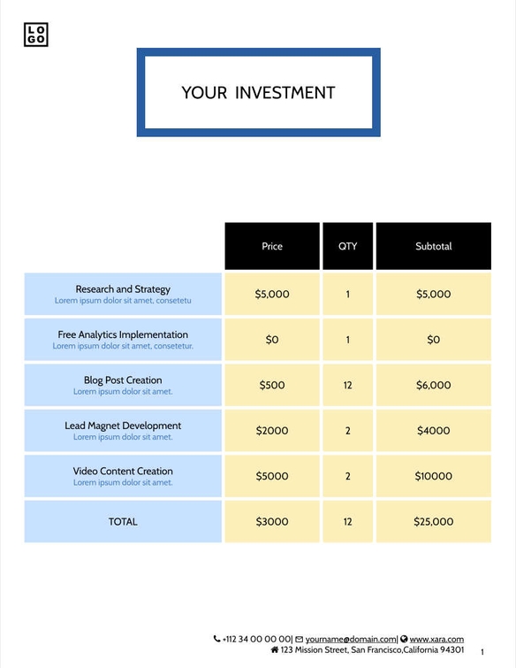 Free proposal digital marketing template