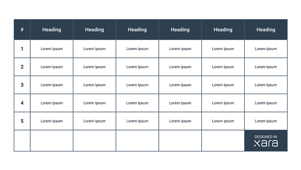 Free table template
