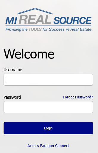 MiRealSource login screen