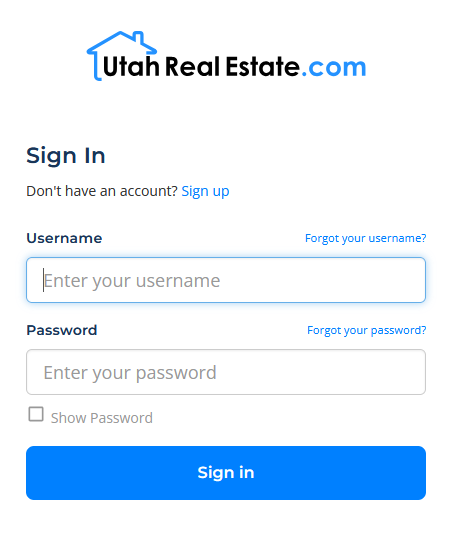 utah re login screen